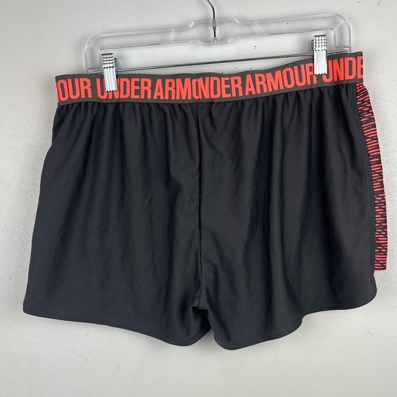 Under Armour Gray Orange Athletic Shorts Pockets Logo Travel Lounge - Picture 4 of 7